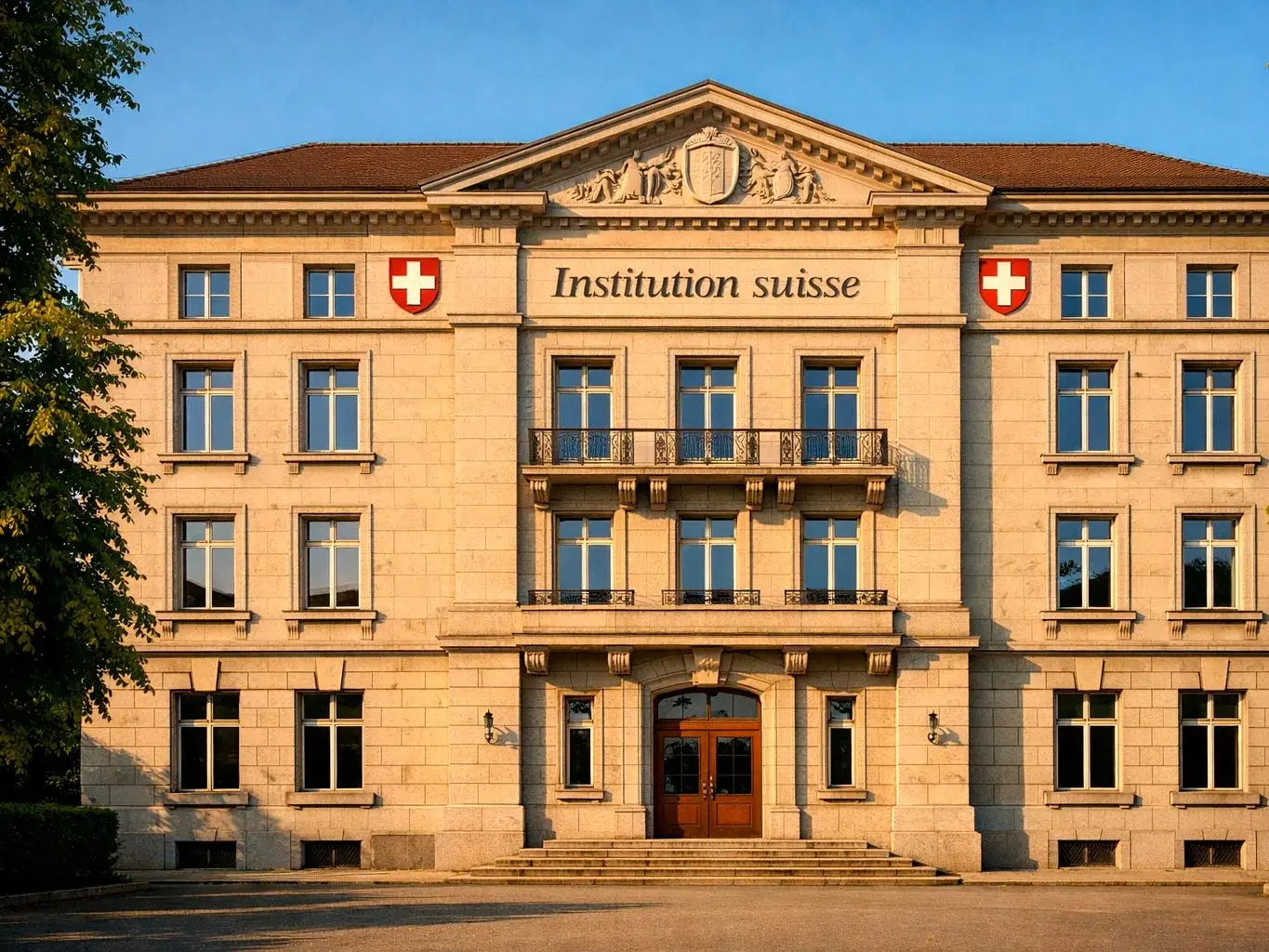 Historisches Gebäude in der Schweiz symbolisiert die lange Tradition von Swisslos
